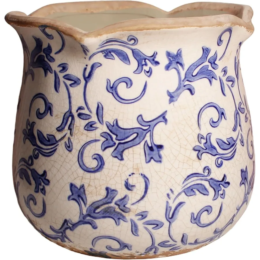 Винтажные керамические горшки для комнатных растений с дренажным отверстием Кашпо 6,11 дюйма с отделкой окрашенной глазури и синими завитками.
Винтажные керамические горшки для комнатных растений с дренажным отверстием Кашпо 6,11 дюйма с отделкой окрашенной глазури и синими завитками.