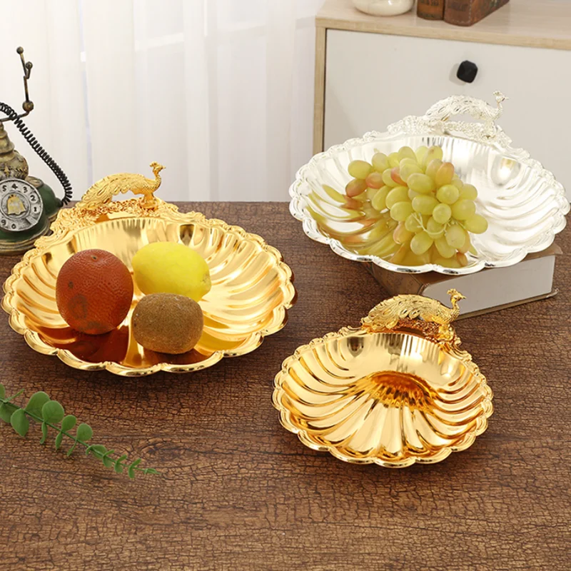 Golden Peacock Relief Design Shell Trays Decorative, Fruit Tray, Snacks, Metal Tray, Home Desktop Organizer, Kitchen Storage Box
Golden Peacock Relief Design Shell Trays Decorative, Fruit Tray, Snacks, Metal Tray, Home Desktop Organizer, Kitchen Storage Box