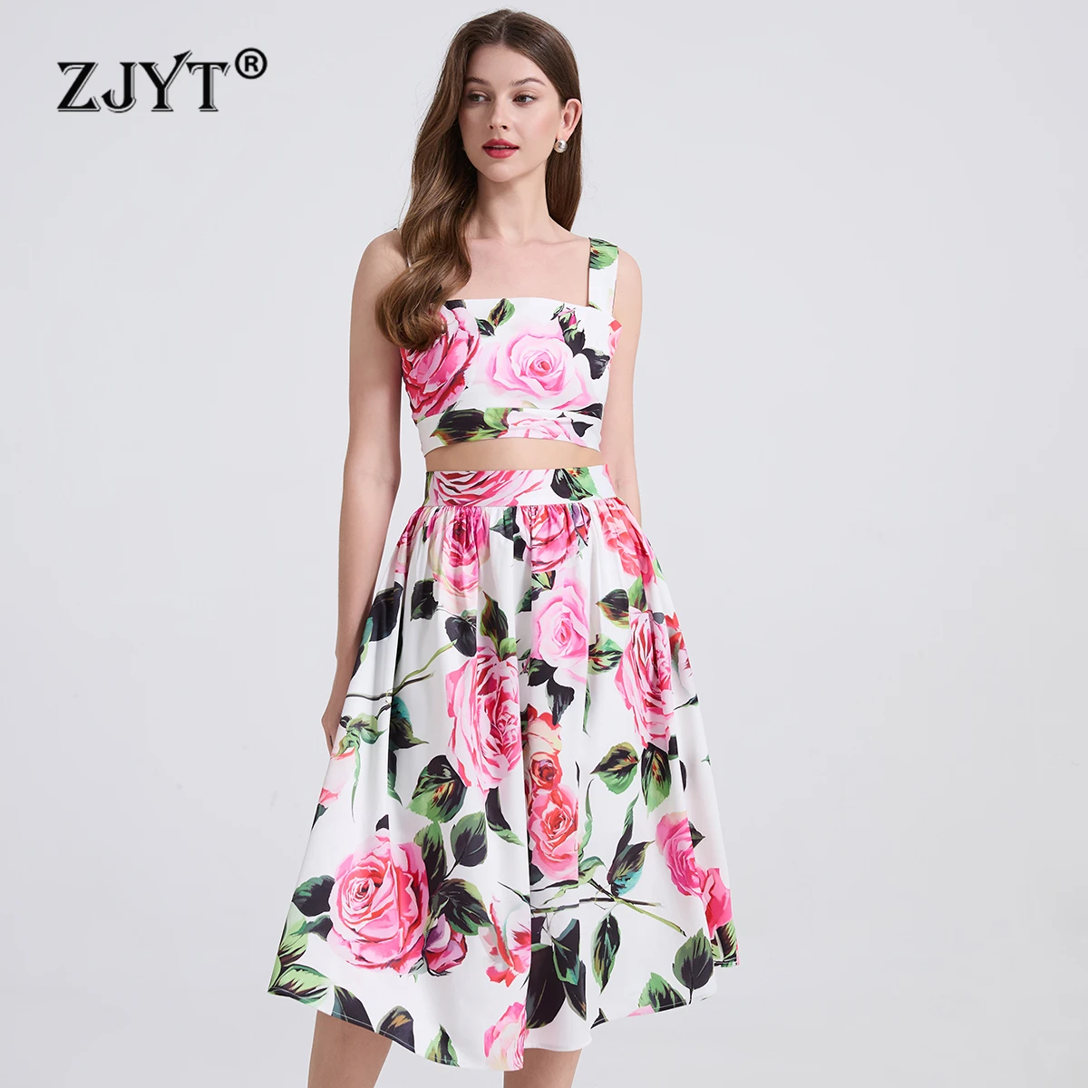 ZJYT Runway 2025 летний укороченный топ с цветочным принтом и юбка, костюм из двух предметов, комплект платья, женский наряд, модный праздничный пляжный женский костюм
ZJYT Runway 2025 летний укороченный топ с цветочным принтом и юбка, костюм из двух предметов, комплект платья, женский наряд, модный праздничный пляжный женский костюм