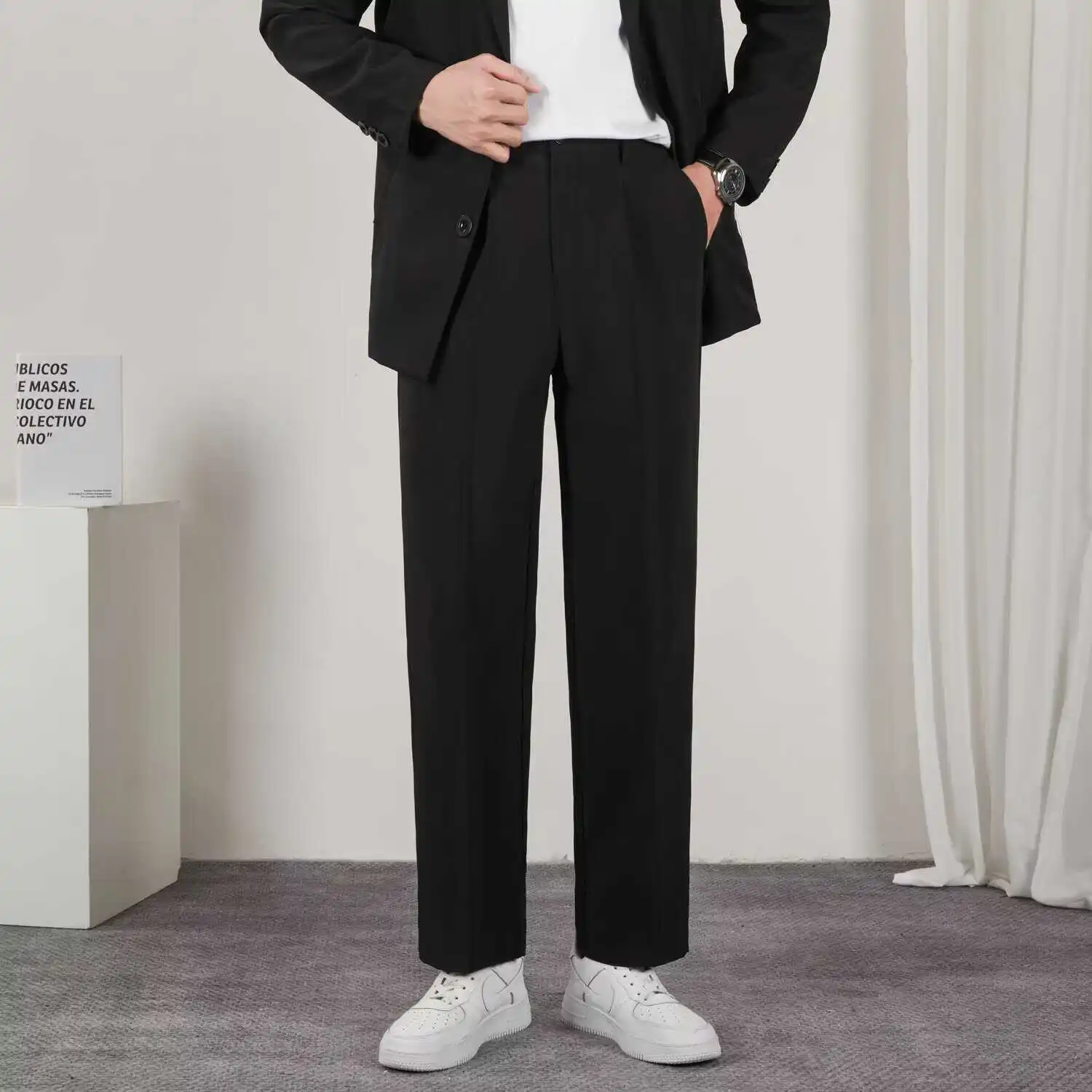 Black Slim Fit Men's Business Casual Drapey Straight Leg Pants Long Pants No Ironing Required Spring Youth Trend Pure Color
Black Slim Fit Men's Business Casual Drapey Straight Leg Pants Long Pants No Ironing Required Spring Youth Trend Pure Color