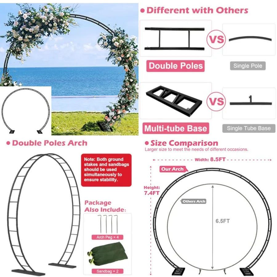Extra Large Wedding Arch for Ceremony 8.5Ft Wide High, Metal Balloon Arches Backdrop Stand with Base for Party Supplies, Outdoo
Extra Large Wedding Arch for Ceremony 8.5Ft Wide High, Metal Balloon Arches Backdrop Stand with Base for Party Supplies, Outdoo