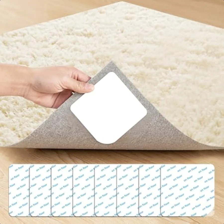8 Pcs Rug Tape Reusable Carpet Tape for Area Rugs Non Slip Rug Pads Grippers for Hardwood Floors and Tiles DoubleSided Adhesive
8 Pcs Rug Tape Reusable Carpet Tape for Area Rugs Non Slip Rug Pads Grippers for Hardwood Floors and Tiles DoubleSided Adhesive