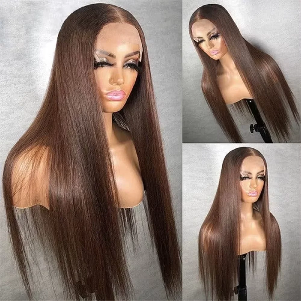 32 38 inch #4 Chocolate Brown 13x4 HD Lace Front Human Hair Wigs Women Peruvian Straight Glueless Lace Frontal Wigs Closure Wig
32 38 inch #4 Chocolate Brown 13x4 HD Lace Front Human Hair Wigs Women Peruvian Straight Glueless Lace Frontal Wigs Closure Wig