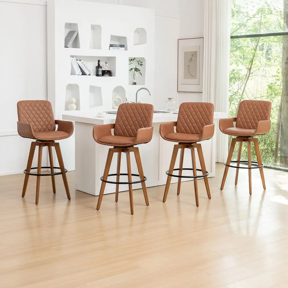 Набор из 4 барных стульев высотой 30 дюймов, в стиле Mid-Century Modern, с обивкой из искусственной кожи, поворотные, с подлокотниками и спинкой.
Набор из 4 барных стульев высотой 30 дюймов, в стиле Mid-Century Modern, с обивкой из искусственной кожи, поворотные, с подлокотниками и спинкой.