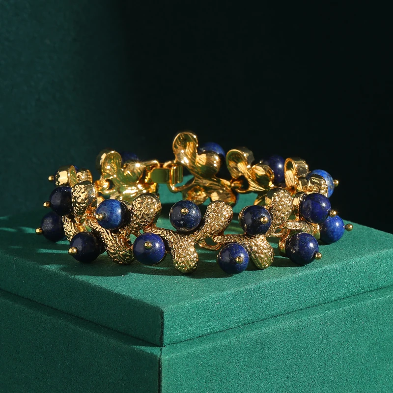 Vintage Weave Lapis Lazuli Bracelet Gold Color Leaf Natural Stone Charm Mothers Day Gift Summer Jewelry Accessories 2025
Vintage Weave Lapis Lazuli Bracelet Gold Color Leaf Natural Stone Charm Mothers Day Gift Summer Jewelry Accessories 2025