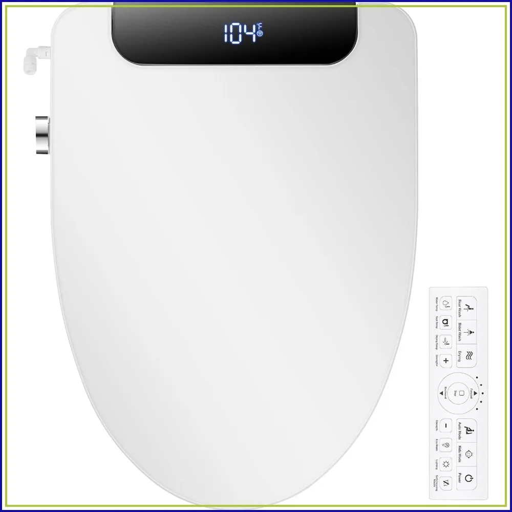 Electric Bidet Toilet Seat, Elongated, Warm Water, Air Dryer, Heated Seat, Slow Close Lid, LED Nightlight, Wireless Remote
Electric Bidet Toilet Seat, Elongated, Warm Water, Air Dryer, Heated Seat, Slow Close Lid, LED Nightlight, Wireless Remote