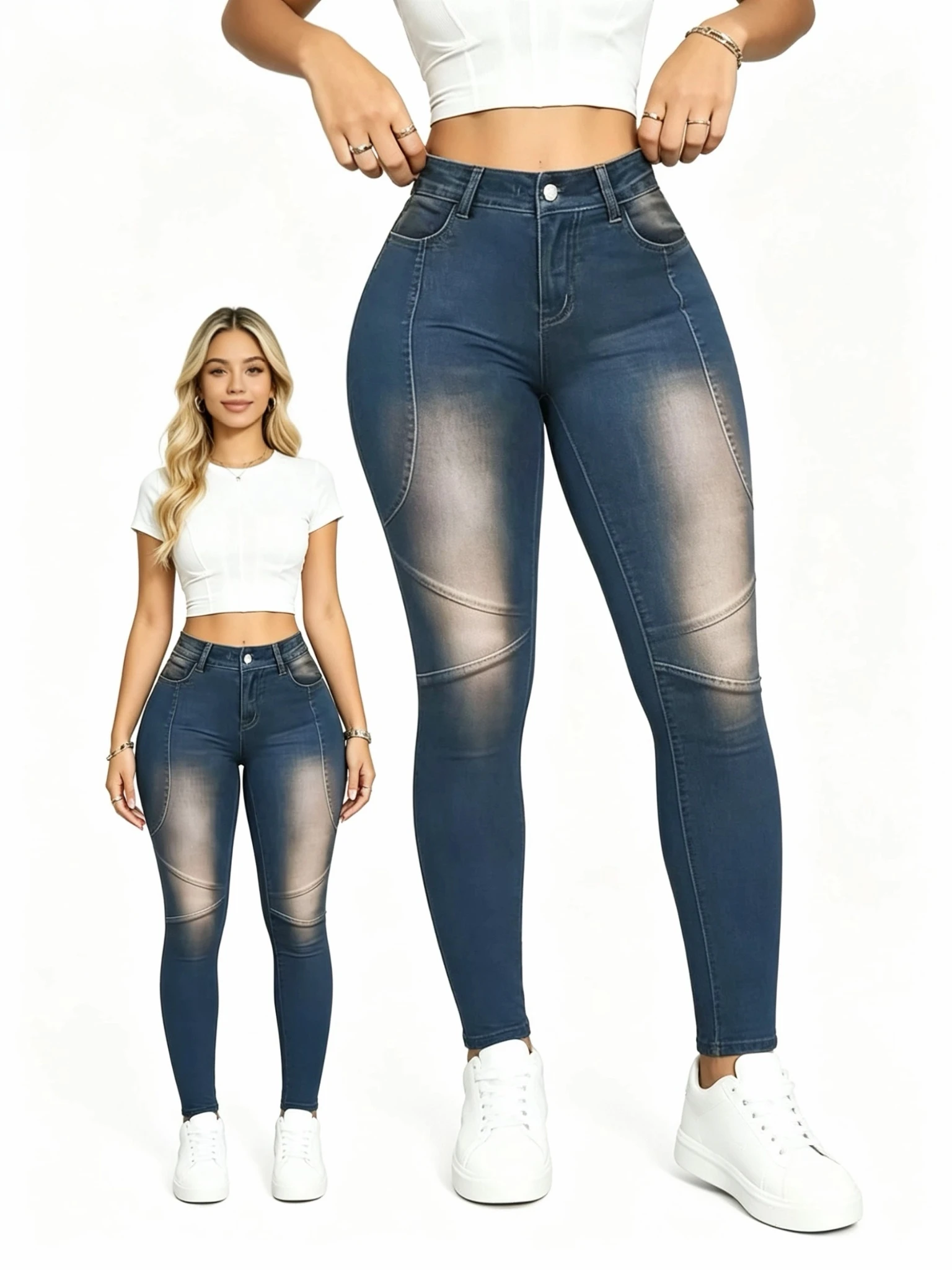 High-Waist Gradient Distressed Elastic Slimming Jeans Butt-Lifting Shaping for Peach-Pitted Butt Effect Slimming Leg Opening
High-Waist Gradient Distressed Elastic Slimming Jeans Butt-Lifting Shaping for Peach-Pitted Butt Effect Slimming Leg Opening