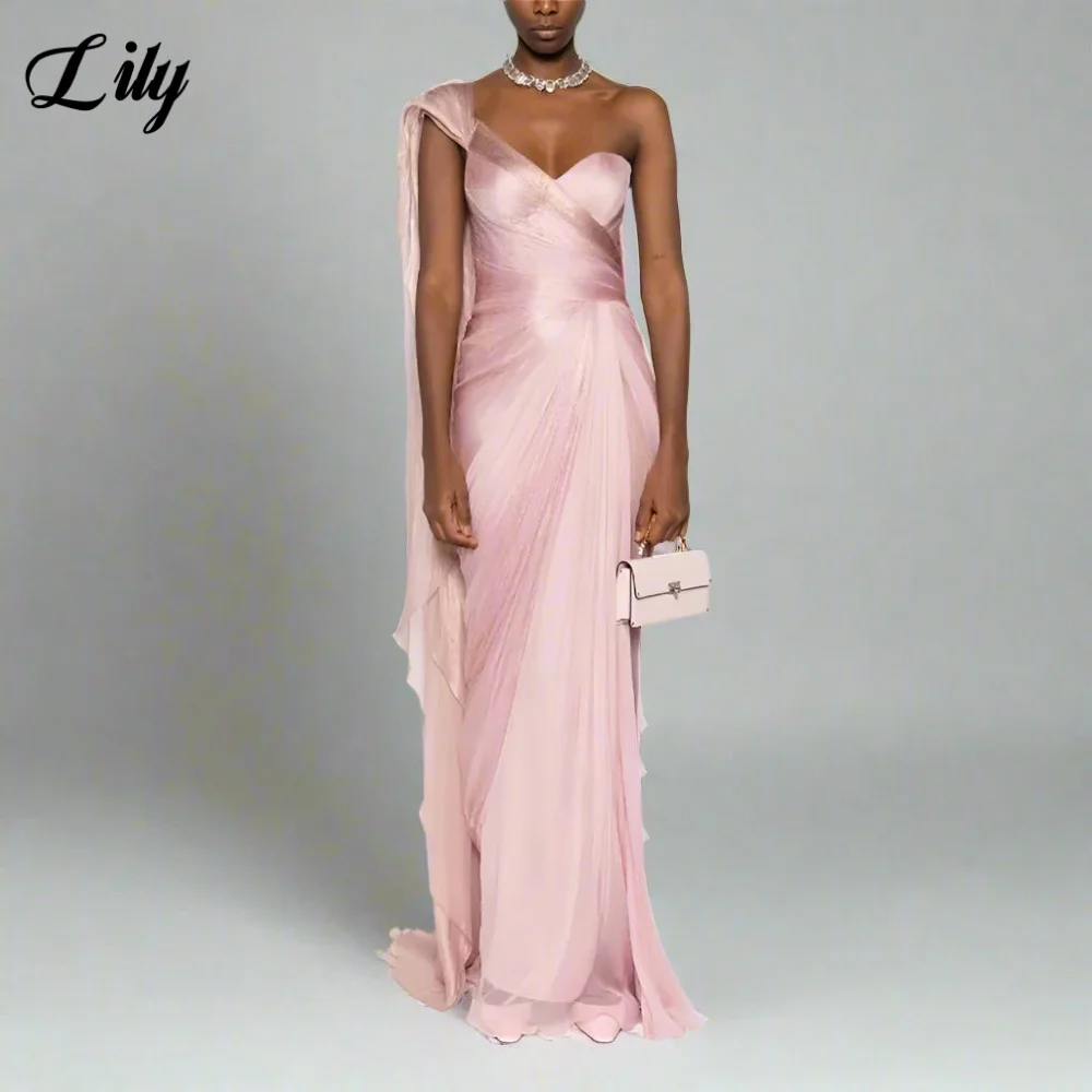 Lily Pink Evening Dress Satin One Shoulder فساتين السهرة with Pleats Satin Trumpet Sleeveless Party Dress Customized
Lily Pink Evening Dress Satin One Shoulder فساتين السهرة with Pleats Satin Trumpet Sleeveless Party Dress Customized