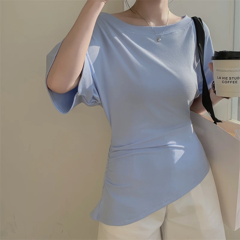 Summer Plus Size Off-Shoulder Irregular Short Sleeve T-Shirt Asymmetric Neck Top
Summer Plus Size Off-Shoulder Irregular Short Sleeve T-Shirt Asymmetric Neck Top