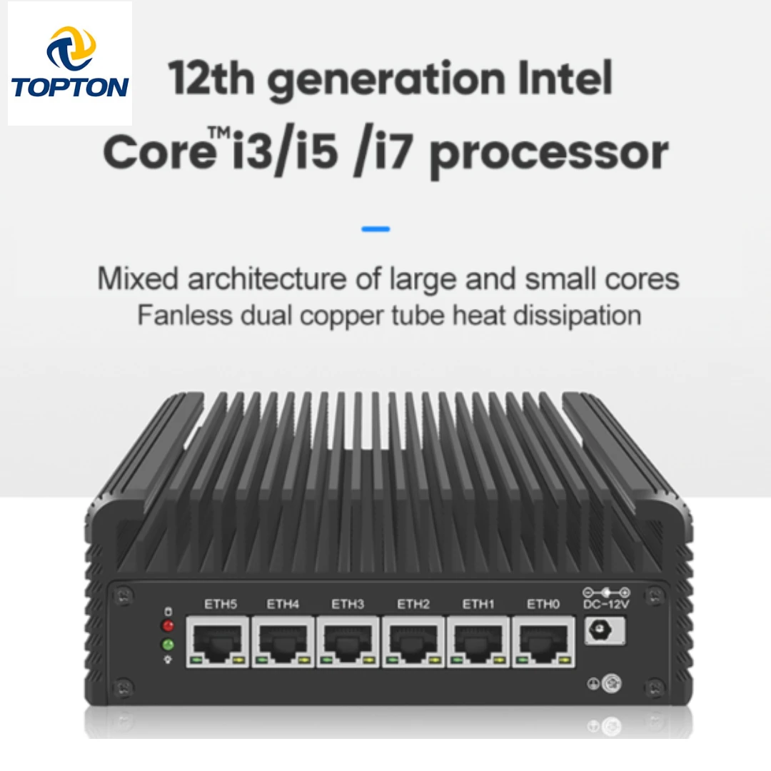 12th Gen Fanless Dual Copper Heat Dissipation Mini PC Core i7 1265U Pentium Gold 8505 6x Intel i226-V Firewall Appliance Proxmox
12th Gen Fanless Dual Copper Heat Dissipation Mini PC Core i7 1265U Pentium Gold 8505 6x Intel i226-V Firewall Appliance Proxmox
