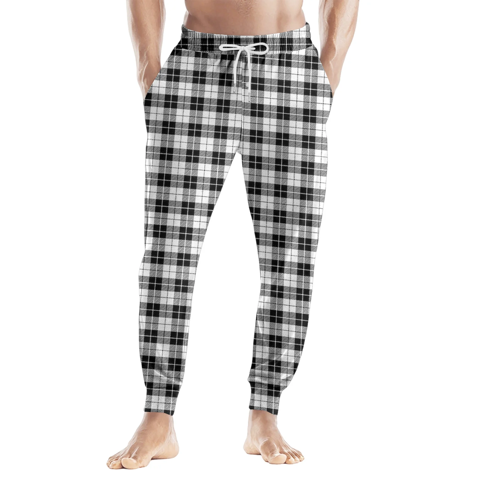 High Quality Men's Drawstring Pocket Cuffed Casual Pants Solid Color Loose Plaid Pants Comfortable Home Clothing Long Pants
High Quality Men's Drawstring Pocket Cuffed Casual Pants Solid Color Loose Plaid Pants Comfortable Home Clothing Long Pants