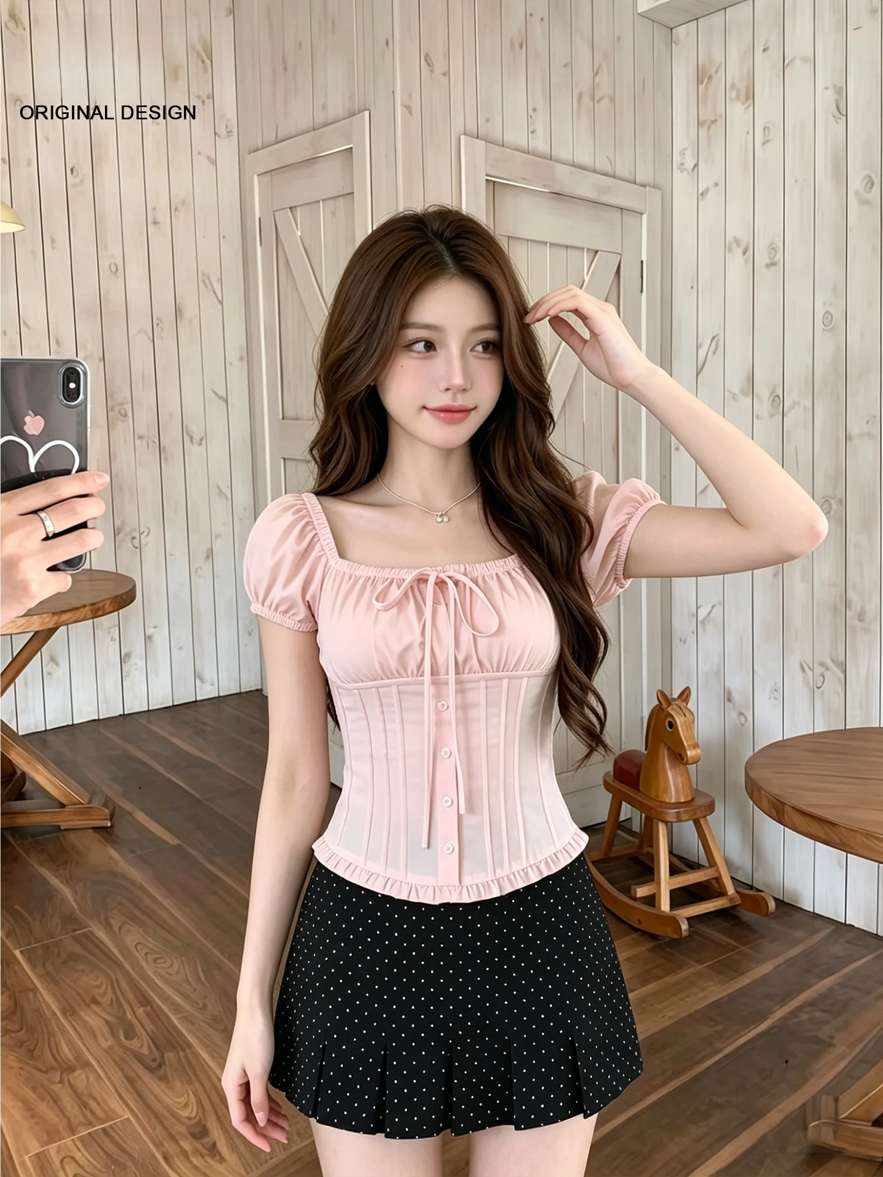Fashionable Knot Lace One Shoulder Bubble Sleeve Women's Top And Short Skirt Set Summer Polka Dot Bodycon Dress
Fashionable Knot Lace One Shoulder Bubble Sleeve Women's Top And Short Skirt Set Summer Polka Dot Bodycon Dress