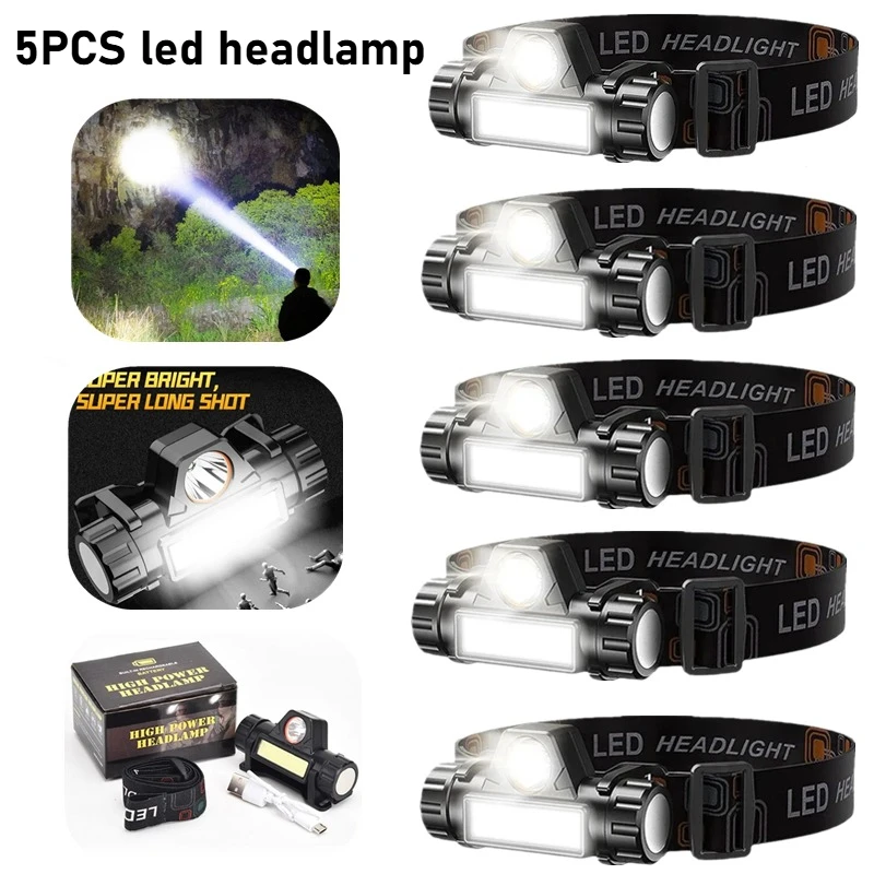 5 шт. перезаряжаемых налобных фонарей COB LED с USB-зарядкой, мощные, высокояркие, подходят для активного отдыха и рыбалки
5 шт. перезаряжаемых налобных фонарей COB LED с USB-зарядкой, мощные, высокояркие, подходят для активного отдыха и рыбалки