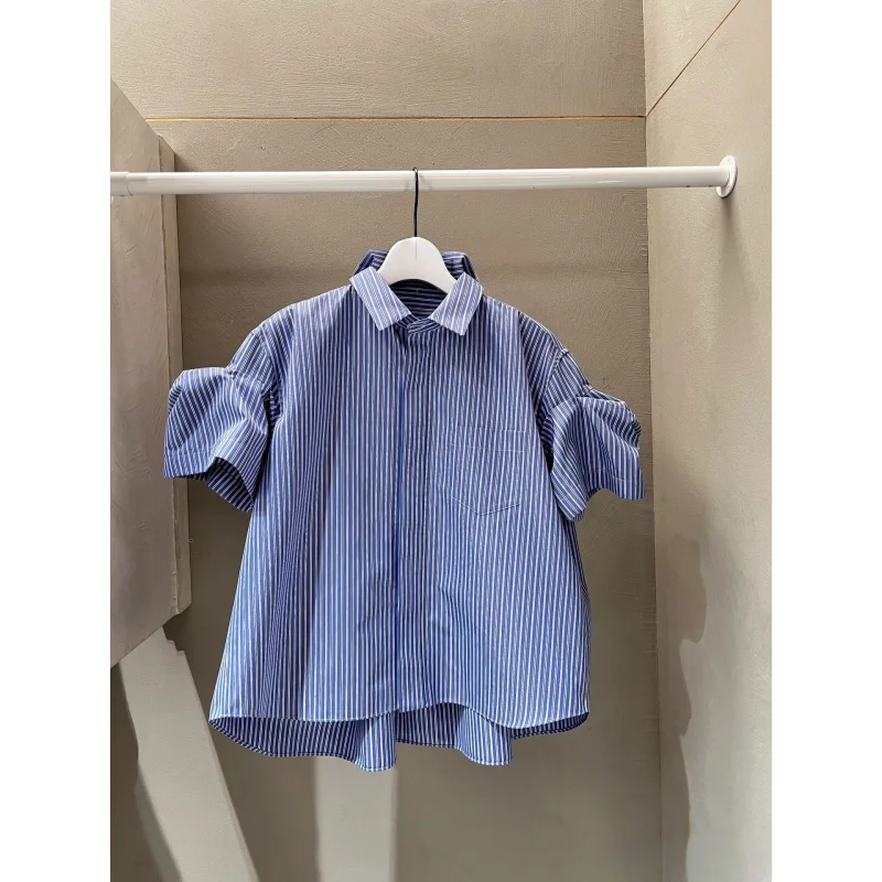 Japanese Style Loose Fit Striped Shirt Casual Short Sleeve Turn-down Collar Women's All-matching Spring Summer FOG SACAI
Japanese Style Loose Fit Striped Shirt Casual Short Sleeve Turn-down Collar Women's All-matching Spring Summer FOG SACAI