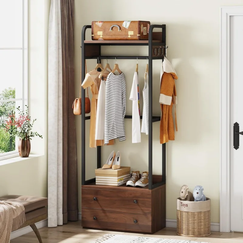 Simple Integrated Coat And Shoe Rack For Home Use, Freestanding With High Steel-Wood Structure
Simple Integrated Coat And Shoe Rack For Home Use, Freestanding With High Steel-Wood Structure