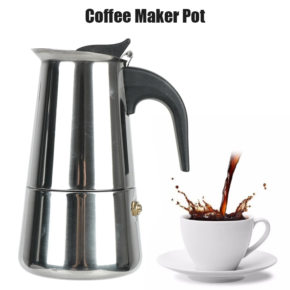 Кофеварка Moka 2/4/6/9 чашки, кофейник для кухни из нержавеющей стали, Кофеварка с фильтром для приготовления мокко, эспрессо, латте
Кофеварка Moka 2/4/6/9 чашки, кофейник для кухни из нержавеющей стали, Кофеварка с фильтром для приготовления мокко, эспрессо, латте