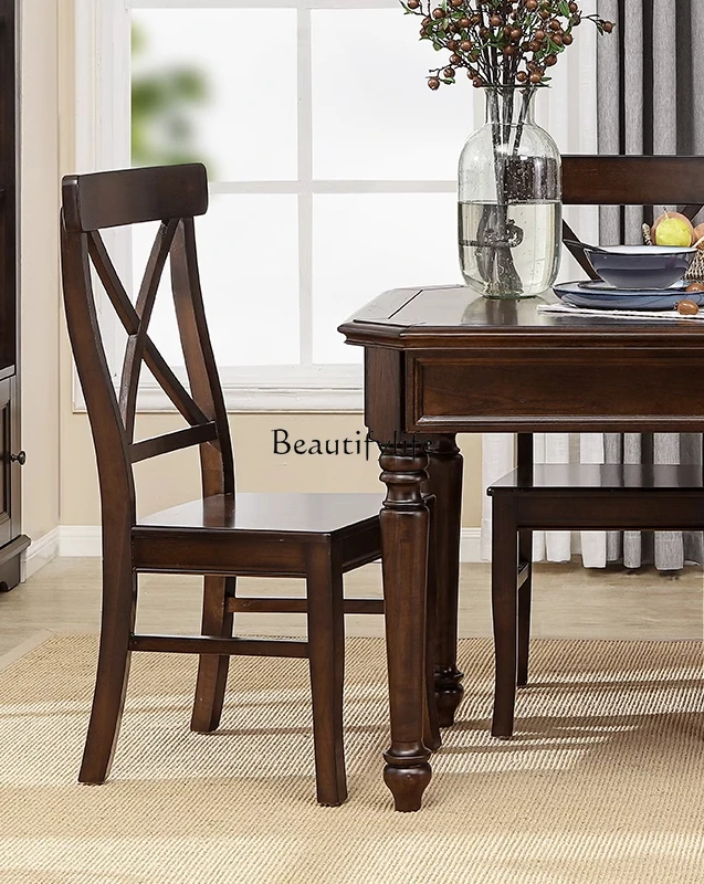 Black walnut American country solid wood dining chair backrest family chair stool
Black walnut American country solid wood dining chair backrest family chair stool