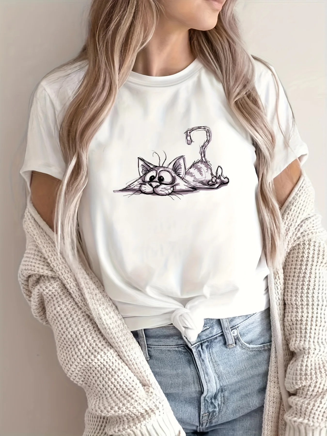 Яркая футболка с круглым вырезом и принтом кота в стиле Харадзюку, повседневная футболка с короткими рукавами, одежда, уличные топы, футболки, эстетичная одежда
Яркая футболка с круглым вырезом и принтом кота в стиле Харадзюку, повседневная футболка с короткими рукавами, одежда, уличные топы, футболки, эстетичная одежда