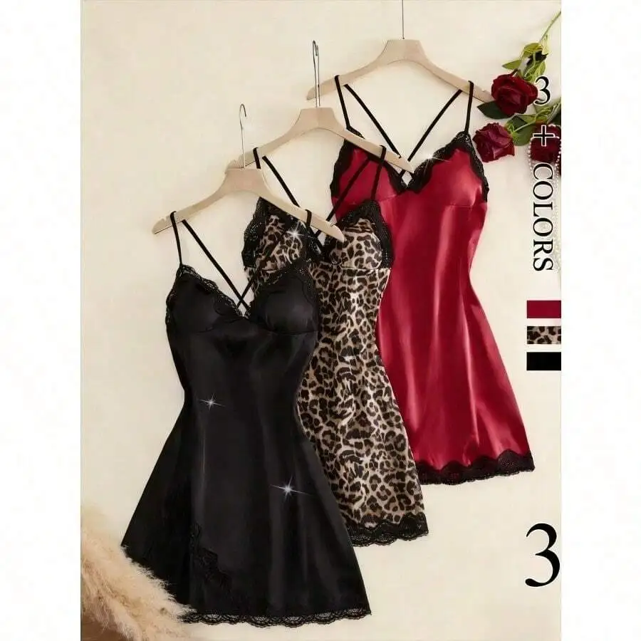Elegant Women Nightdress Pajama Set 3pcs Lace Trim Sleepwear V Neck Backless Slip Nightgown
Elegant Women Nightdress Pajama Set 3pcs Lace Trim Sleepwear V Neck Backless Slip Nightgown