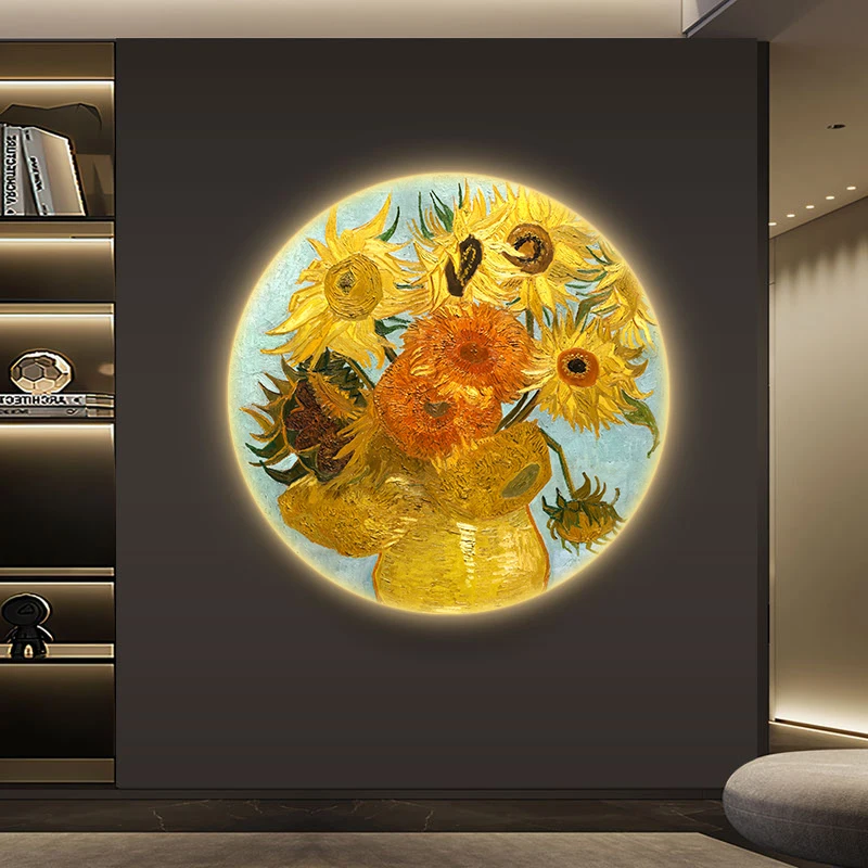 Sunflower sofa in the living room, background wall oil painting, LED light painting, entrance hall and dining room wall lamp
Sunflower sofa in the living room, background wall oil painting, LED light painting, entrance hall and dining room wall lamp