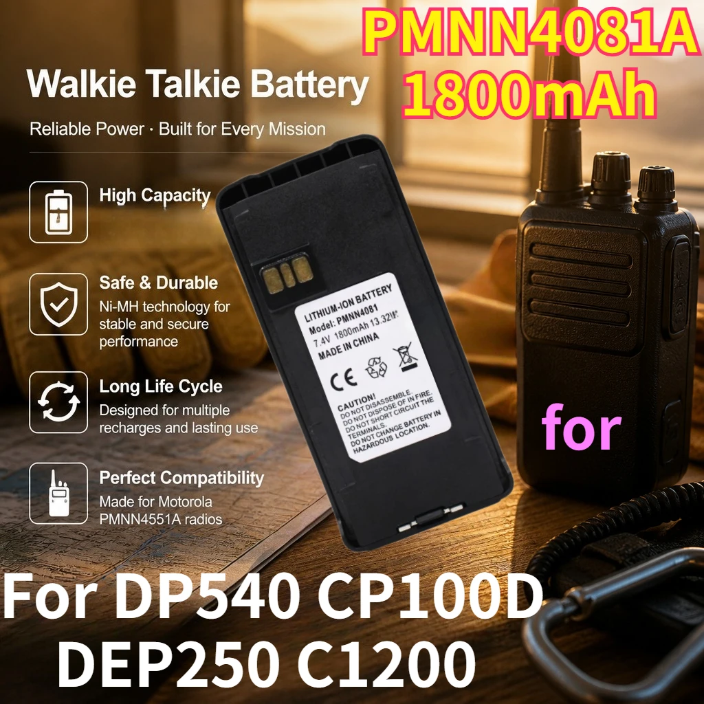 Brand New PMNN4081A 7.4V 1800mAh Walkie Talkie Batteries for DP540 CP100D DEP250 C1200 Rechargeable Lithium Battery in Stock
Brand New PMNN4081A 7.4V 1800mAh Walkie Talkie Batteries for DP540 CP100D DEP250 C1200 Rechargeable Lithium Battery in Stock