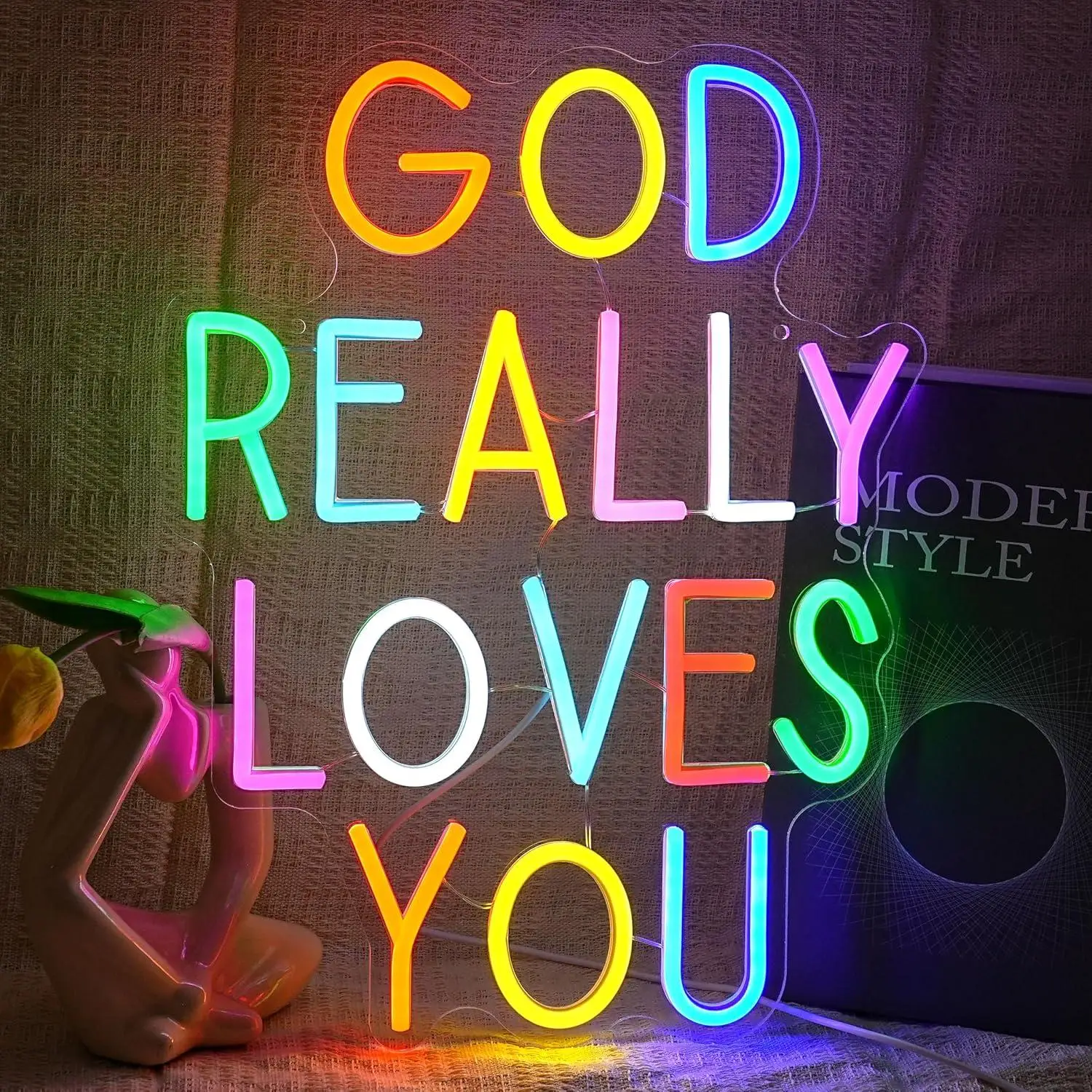 God Really Loves You Neon Sign USB Power Multicolored Word Led Lights for Church Home Birthday Party Wedding Classroom Office
God Really Loves You Neon Sign USB Power Multicolored Word Led Lights for Church Home Birthday Party Wedding Classroom Office
