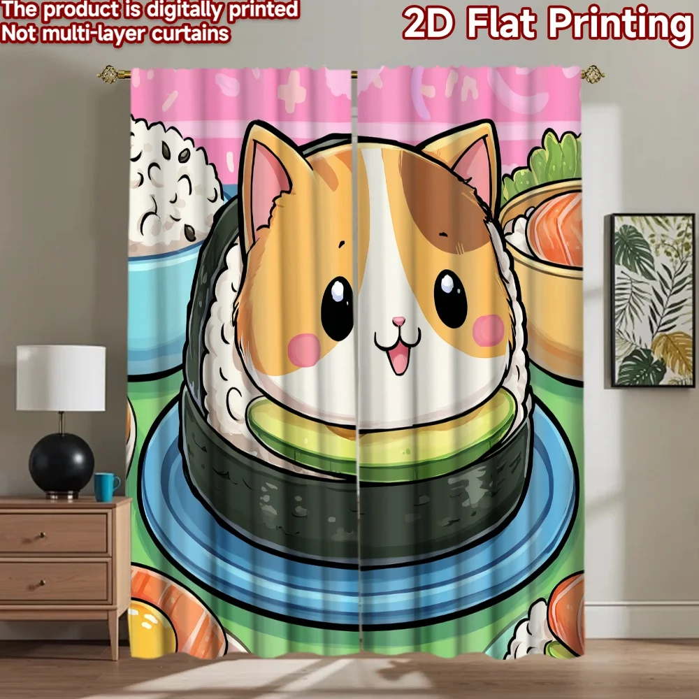 2D flat printing 2pcs Drapes Cute Cat Sushi Digital Printed Polyester Drapes Festive Curtains Use for Indoor Celebrations for
2D flat printing 2pcs Drapes Cute Cat Sushi Digital Printed Polyester Drapes Festive Curtains Use for Indoor Celebrations for