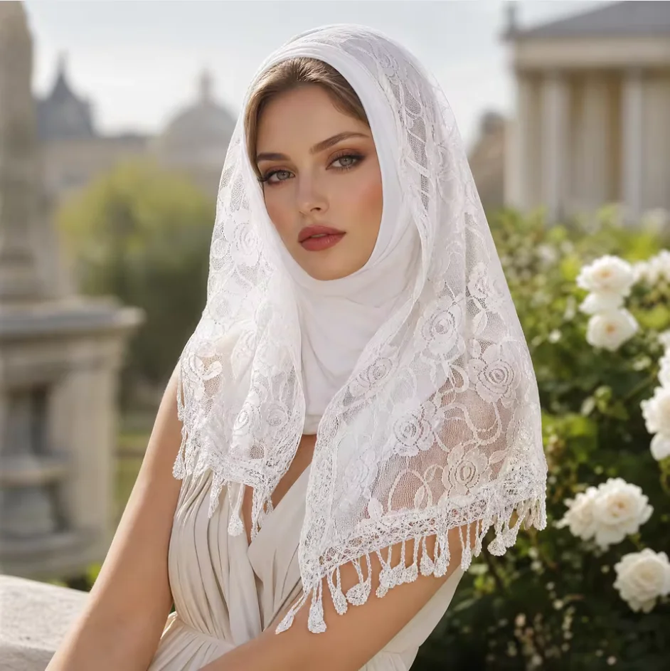 Women Lace Headscarf with Inner Hat Tassel Fringe Ethnic Shawl Muslim Hijab Scarf Bridal Wedding Veil Head Wrap Underscarf 2PCS
Women Lace Headscarf with Inner Hat Tassel Fringe Ethnic Shawl Muslim Hijab Scarf Bridal Wedding Veil Head Wrap Underscarf 2PCS