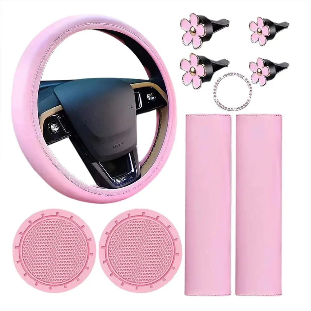 10 Pcs Leather Steering Wheel Cover For Women Cute Car Accessories Set With Seat Belt Shoulder Pads Cup Holders
10 Pcs Leather Steering Wheel Cover For Women Cute Car Accessories Set With Seat Belt Shoulder Pads Cup Holders