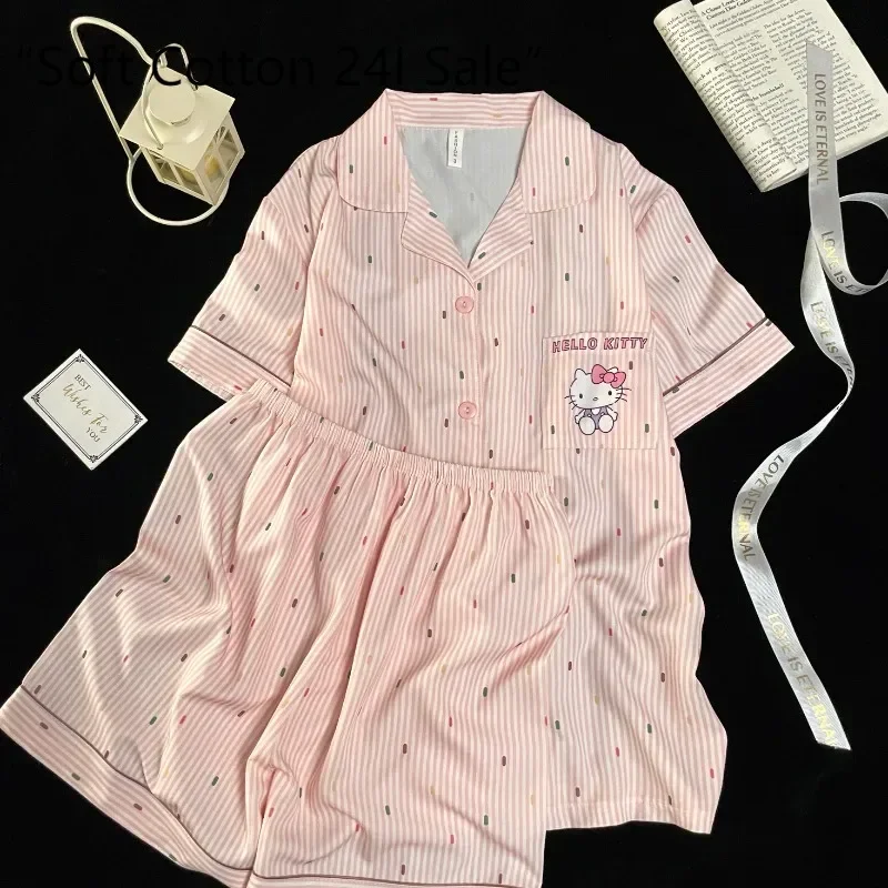 Summer cute pink Hello Kitty loose women's pajamas two-piece set of short-sleeved shorts Hello Kitty women's casual loungewear
Summer cute pink Hello Kitty loose women's pajamas two-piece set of short-sleeved shorts Hello Kitty women's casual loungewear