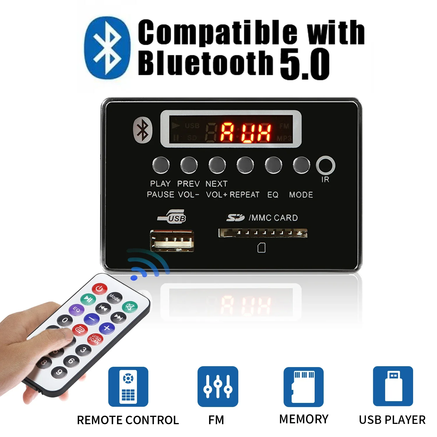 Handsfree Wireless Bluetooth 5.0 MP3 Player Decoder Board DC 12V Support TF Card Slot USB FM With Remote Control Car Speaker
Handsfree Wireless Bluetooth 5.0 MP3 Player Decoder Board DC 12V Support TF Card Slot USB FM With Remote Control Car Speaker