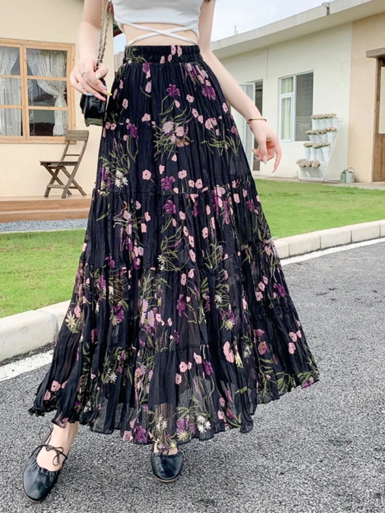 SMTHMA European Style 2025 Summer New Elastic Waist Fashion Floral Skirt Women's Flavor Folded Casual Medium Length Skirt
SMTHMA European Style 2025 Summer New Elastic Waist Fashion Floral Skirt Women's Flavor Folded Casual Medium Length Skirt