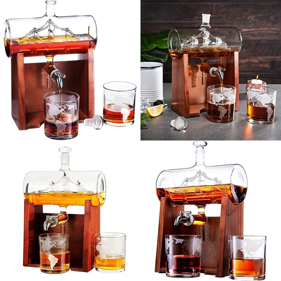Whiskey Wine Decanter Set 1250ml with 2 Whiskey Glasses, Liquor Dispenser For Home Bar, Ship Whiskey Wine Decanter - Gift for D
Whiskey Wine Decanter Set 1250ml with 2 Whiskey Glasses, Liquor Dispenser For Home Bar, Ship Whiskey Wine Decanter - Gift for D