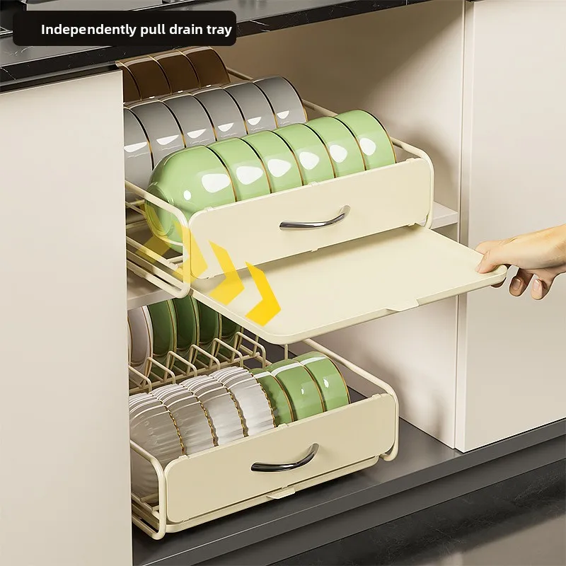 Kitchen Dish Storage Rack with Built-in Pull-out Non Perforated Basket Drawer Style Metal Dish Rack and Drain Storage Rack
Kitchen Dish Storage Rack with Built-in Pull-out Non Perforated Basket Drawer Style Metal Dish Rack and Drain Storage Rack