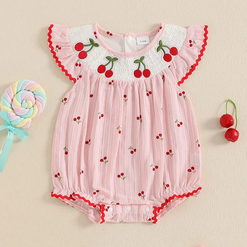 Newborn Baby Girl Summer Outfit Cherry Bubble Romper Smocked Outfits Vintage Ruffle Trim Cute Romper
Newborn Baby Girl Summer Outfit Cherry Bubble Romper Smocked Outfits Vintage Ruffle Trim Cute Romper