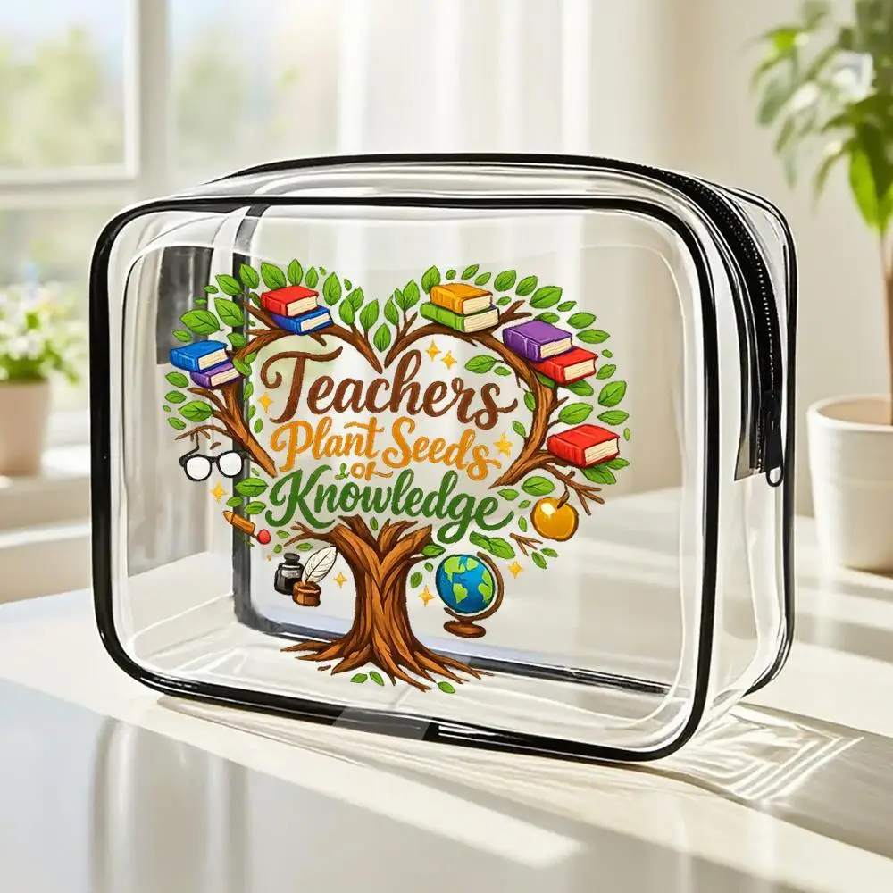 Makeup Bags "Teachers Plant Seeds Of Knowledge" HeartShaped Tree Books PVC Clear Zipper Cosmetic Organizer Bag Colorful Inspira
Makeup Bags "Teachers Plant Seeds Of Knowledge" HeartShaped Tree Books PVC Clear Zipper Cosmetic Organizer Bag Colorful Inspira