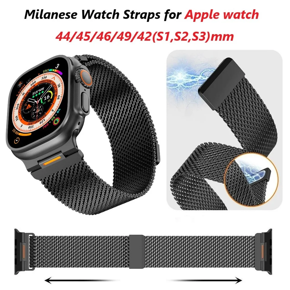 Milanese Loop Watch Strap for Apple watch Ultra Band 49 46 44 45 42(S3)mm Bracelet iWatch Series 11 10 46mm Magnetic Wristbands
Milanese Loop Watch Strap for Apple watch Ultra Band 49 46 44 45 42(S3)mm Bracelet iWatch Series 11 10 46mm Magnetic Wristbands
