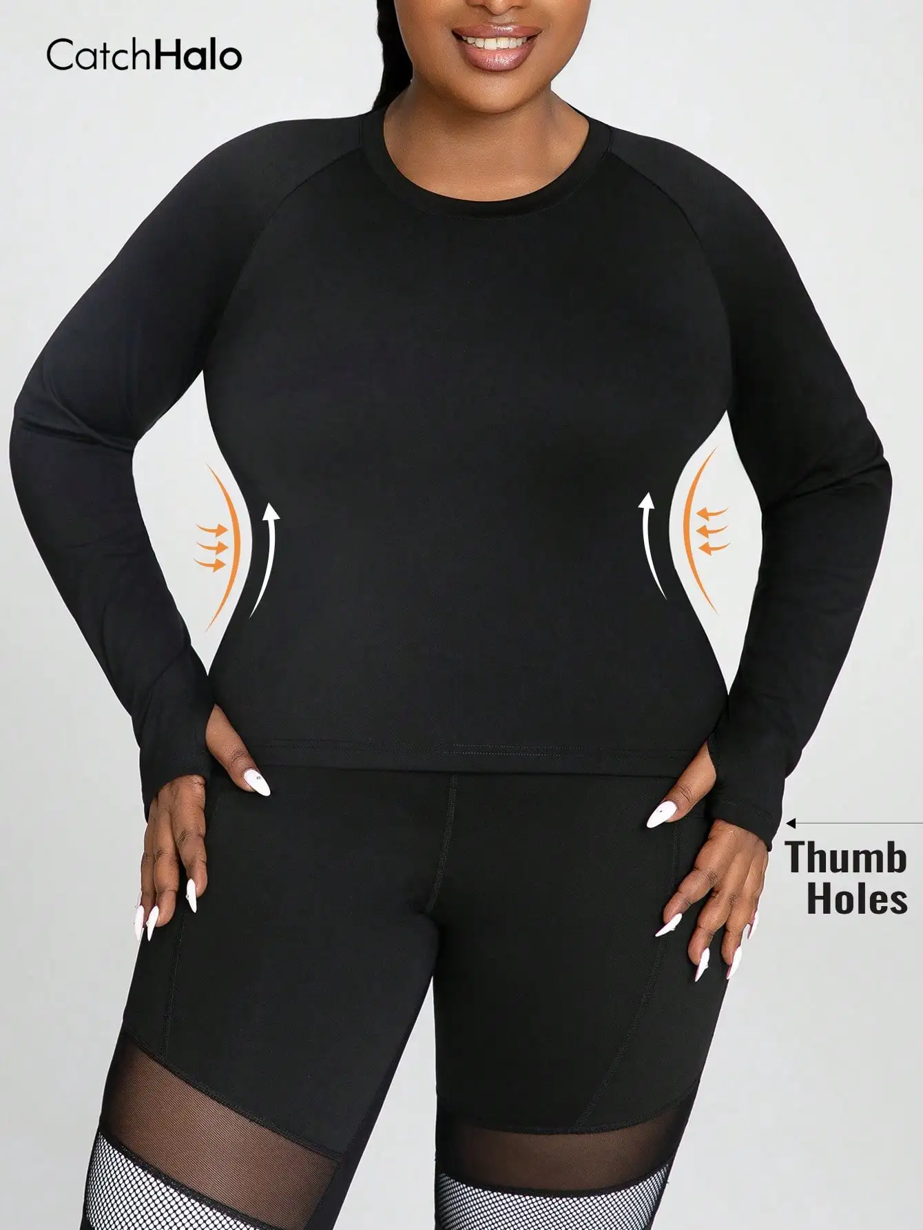 Women Plus Size Long Sleeve Yoga Top Crew Neck Thumb Holes Soft Stretchy Slim Fit Gym Fitness Running Athletic Workout Shirt
Women Plus Size Long Sleeve Yoga Top Crew Neck Thumb Holes Soft Stretchy Slim Fit Gym Fitness Running Athletic Workout Shirt