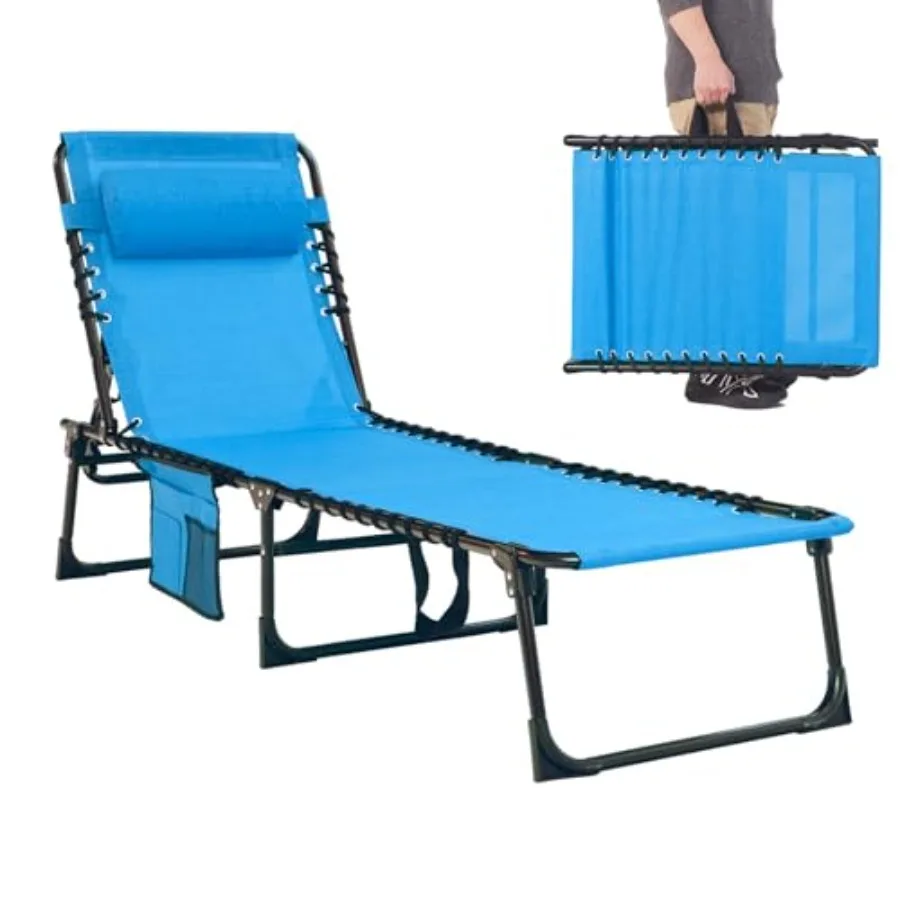 Folding Chaise Lounge Chair Bed - Heavy-Duty 400lb Capacity Portable Adjustable Recliner w/Pillow for Patio Pool Camping Sunbat
Folding Chaise Lounge Chair Bed - Heavy-Duty 400lb Capacity Portable Adjustable Recliner w/Pillow for Patio Pool Camping Sunbat