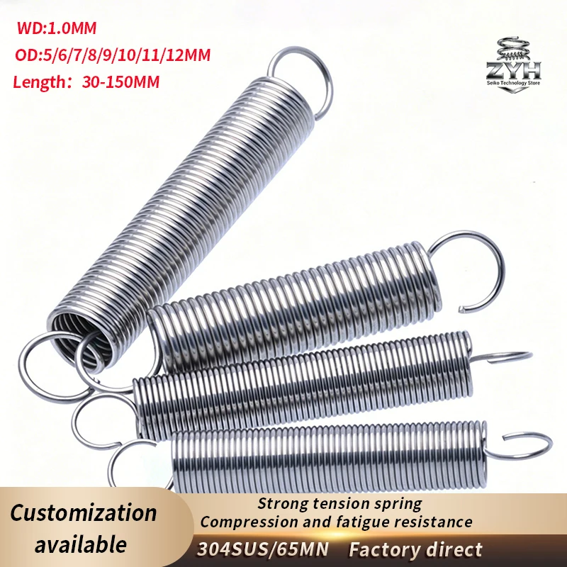 2pcs 304SUS/65MNS type cash box tension spring WD1.0mm,OD5-12mm,Length 30-150mm tension tension tension small spring
2pcs 304SUS/65MNS type cash box tension spring WD1.0mm,OD5-12mm,Length 30-150mm tension tension tension small spring