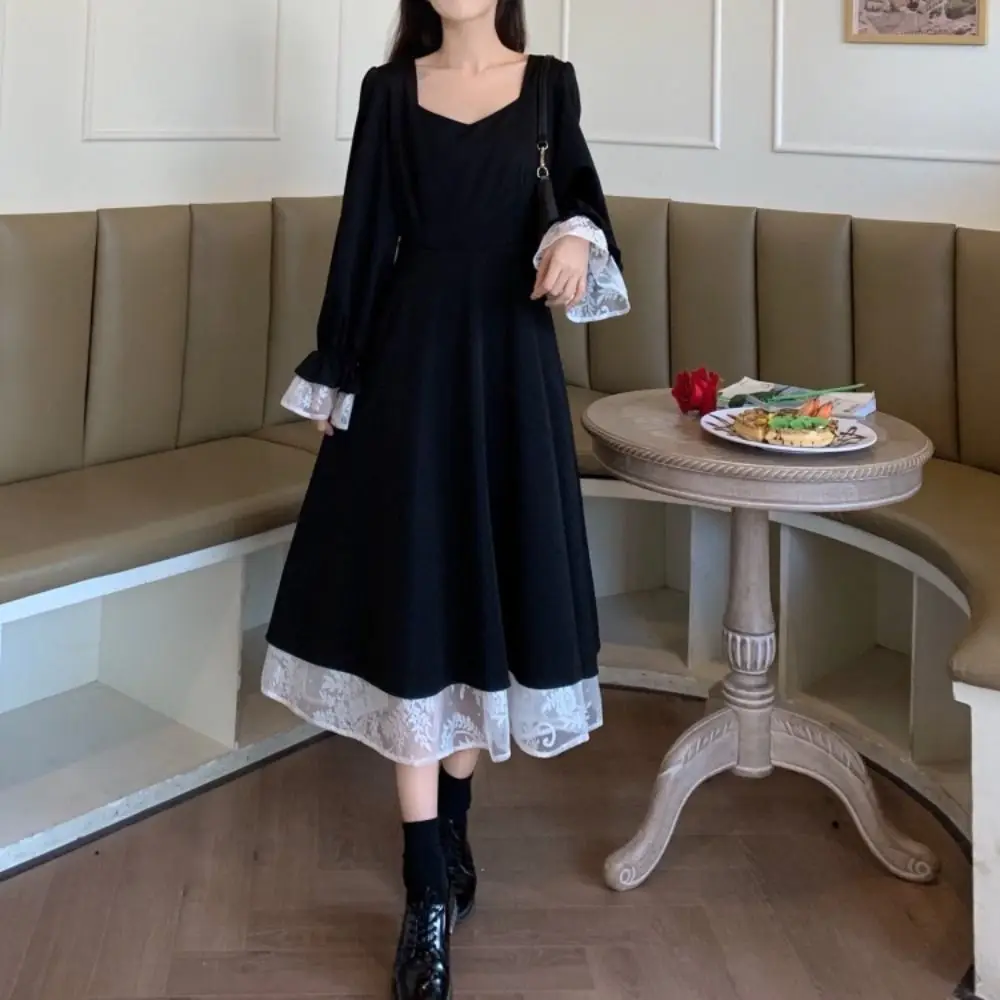 Fashion Slim Fit Lace Princes Dress Pleated Sweet Girls Long Dress A-line Ballet Style Puff Long Sleeved Dress Streetwear
Fashion Slim Fit Lace Princes Dress Pleated Sweet Girls Long Dress A-line Ballet Style Puff Long Sleeved Dress Streetwear