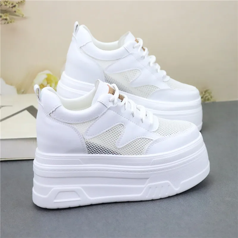 Women's 12cm Hidden Platform Mesh Sneakers White Net Fabric Shoes Breathable Lightweight for Students
Women's 12cm Hidden Platform Mesh Sneakers White Net Fabric Shoes Breathable Lightweight for Students