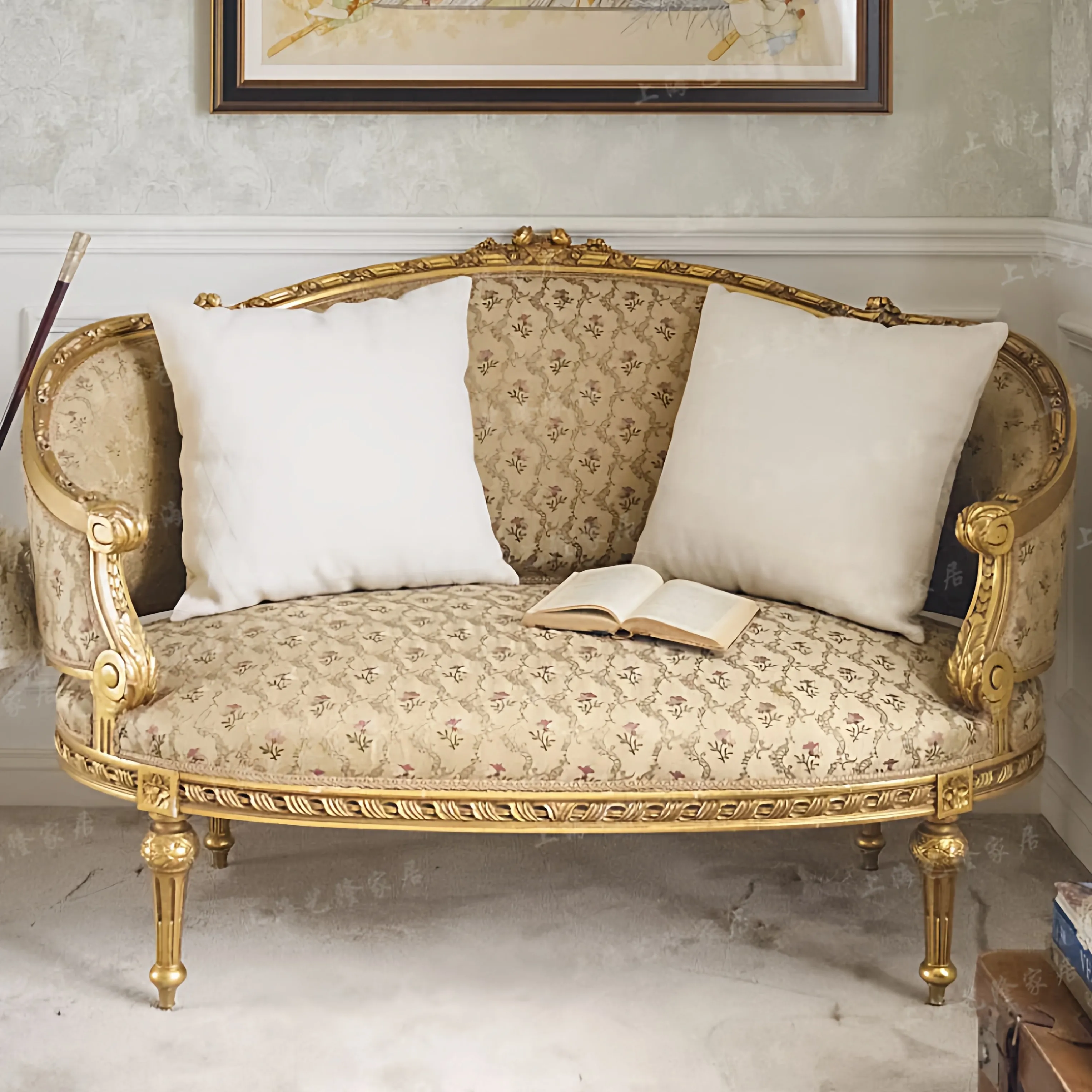 French old retro leisure chair solid wood carving flower sofa gold classical living room furniture double studio furniture
French old retro leisure chair solid wood carving flower sofa gold classical living room furniture double studio furniture