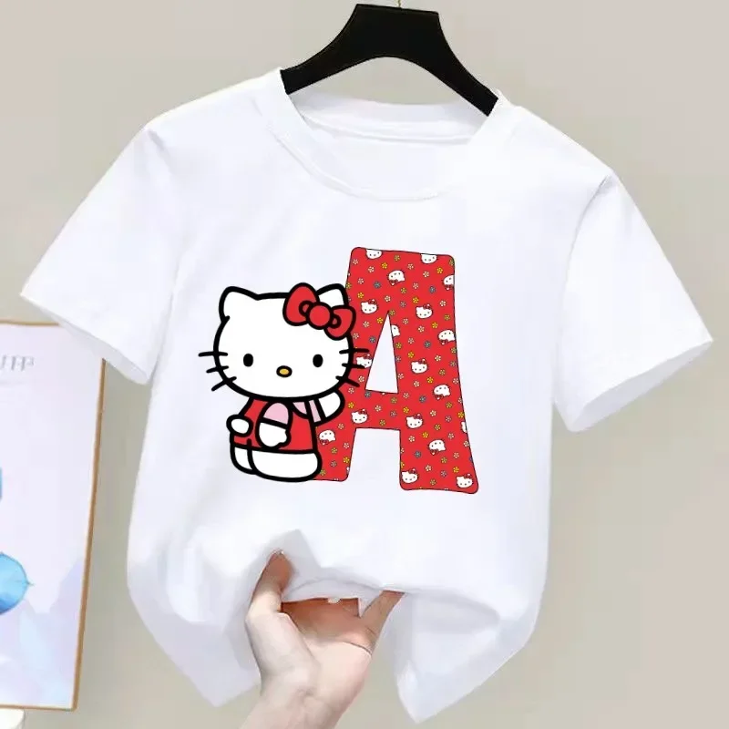 Hello Kitty Anime Letter A-Z Children's Short-sleeved New Sanrio Summer T-shirt Girly Heart Soft Clothes Kawaii Birthday Gift
Hello Kitty Anime Letter A-Z Children's Short-sleeved New Sanrio Summer T-shirt Girly Heart Soft Clothes Kawaii Birthday Gift