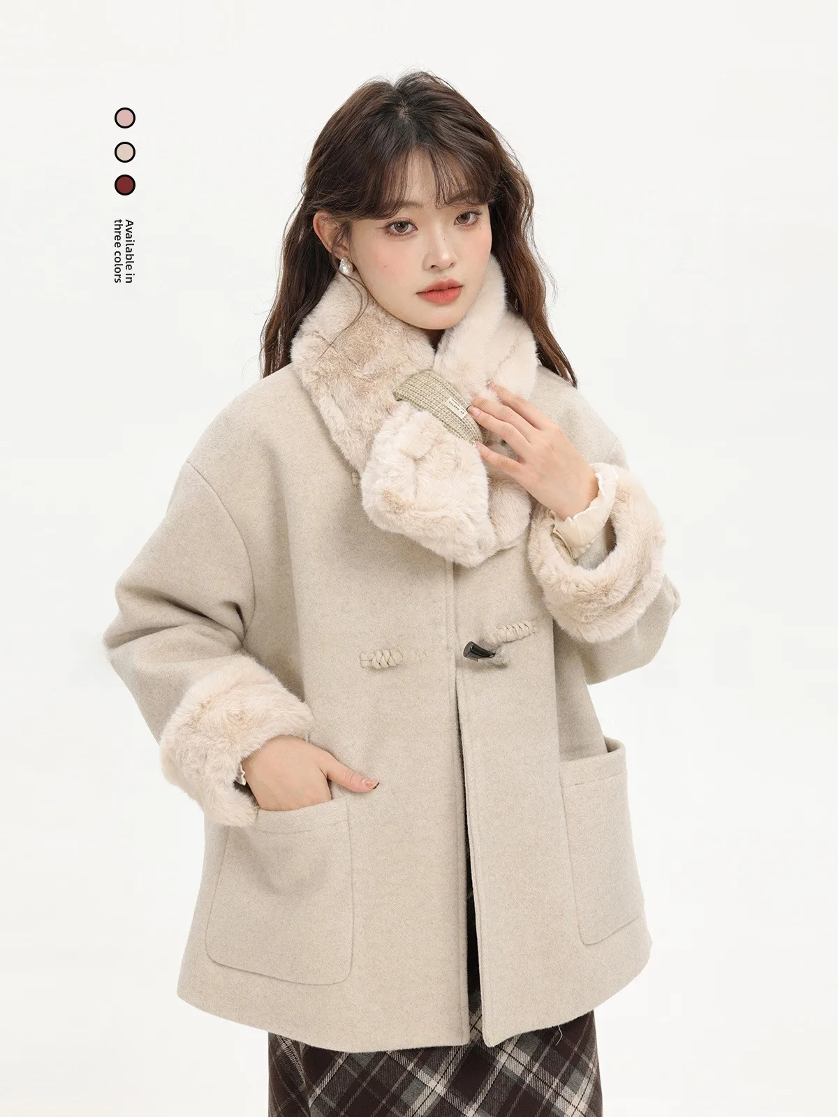 Ele ort Woolen Coat Women's Loose Fit Fluffy Button up Casual Outerwear Winter Faion Commute Sle
Ele ort Woolen Coat Women's Loose Fit Fluffy Button up Casual Outerwear Winter Faion Commute Sle