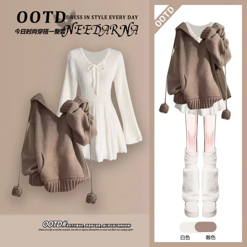 Autumn Winter Wear New Elegant Women's Clothing Set Knitted Jumper Mini Dress Two-piece Set Dresses 2025 Woman
Autumn Winter Wear New Elegant Women's Clothing Set Knitted Jumper Mini Dress Two-piece Set Dresses 2025 Woman