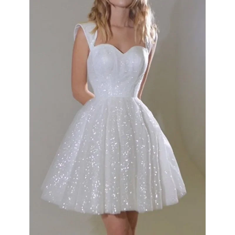 Summer New Sexy Club Sequined Camisole Short Skirt with Elegant Temperament, Princess Banquet Evening Dress with Round Collar
Summer New Sexy Club Sequined Camisole Short Skirt with Elegant Temperament, Princess Banquet Evening Dress with Round Collar