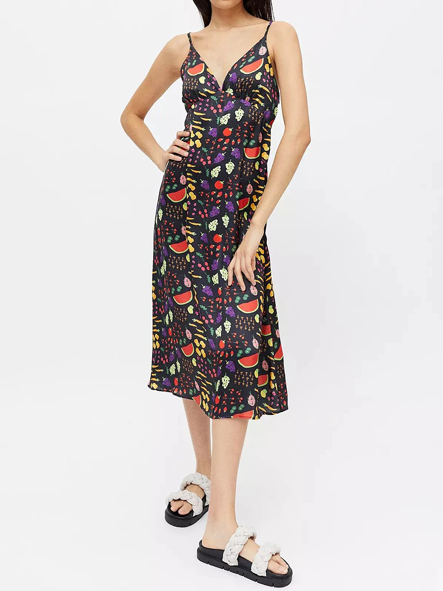Women Spaghetti Strap Sleeveless Dress Summer Fruit Print V-Neck Backless Party Dress for Cocktail Beach Streetwear
Women Spaghetti Strap Sleeveless Dress Summer Fruit Print V-Neck Backless Party Dress for Cocktail Beach Streetwear
