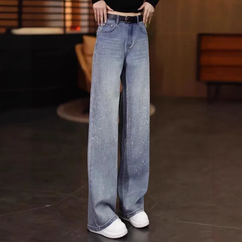 Fashion High Waist Wide Leg Jeans Women Spring Summer Solid Color High Street Full Sky Star Rhinestone Floor Length Pants
Fashion High Waist Wide Leg Jeans Women Spring Summer Solid Color High Street Full Sky Star Rhinestone Floor Length Pants