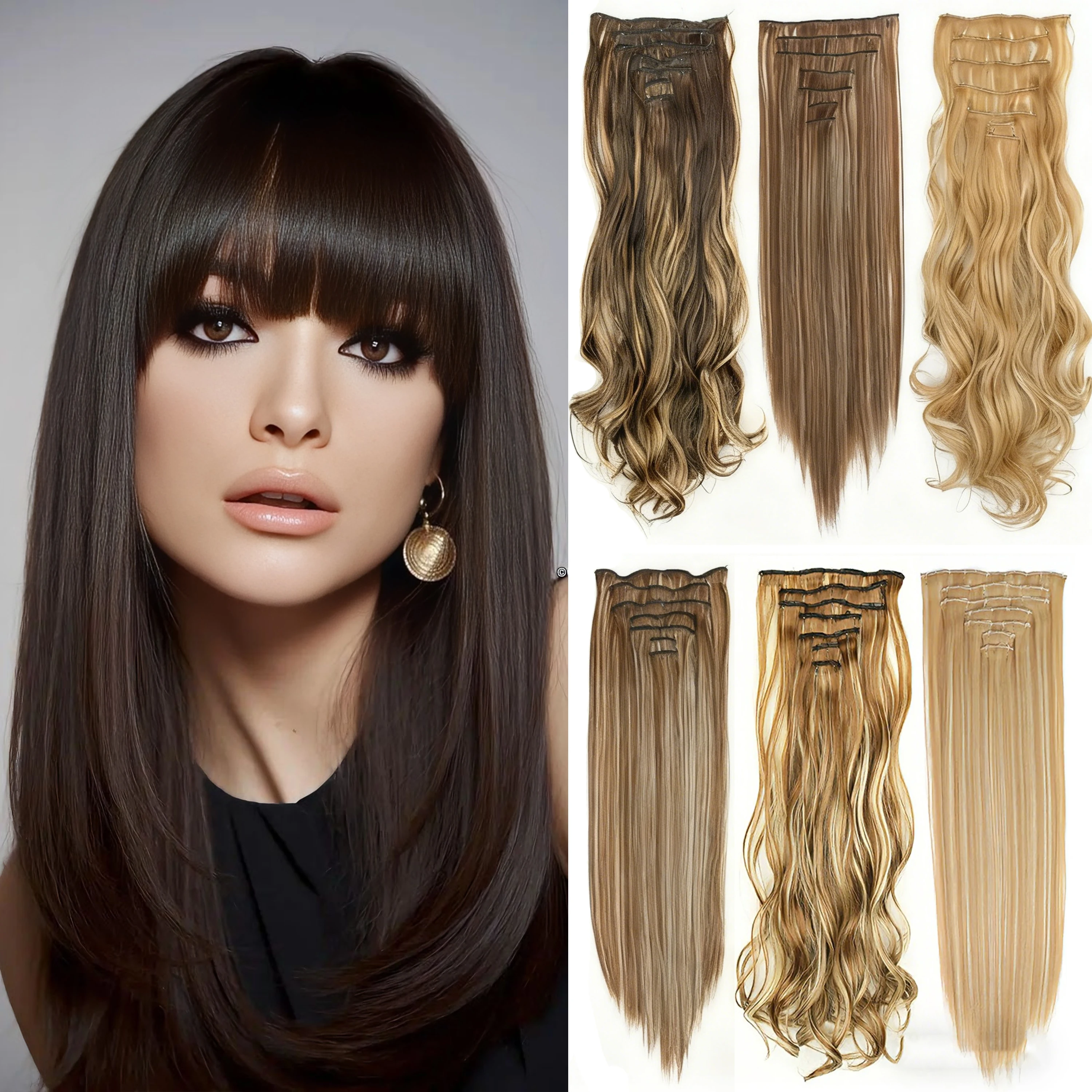 Clip in Hair Extensions for Women 22 Inches Long Wavy Curly Hair Extension Full Head Synthetic Hair Extension Hairpieces
Clip in Hair Extensions for Women 22 Inches Long Wavy Curly Hair Extension Full Head Synthetic Hair Extension Hairpieces